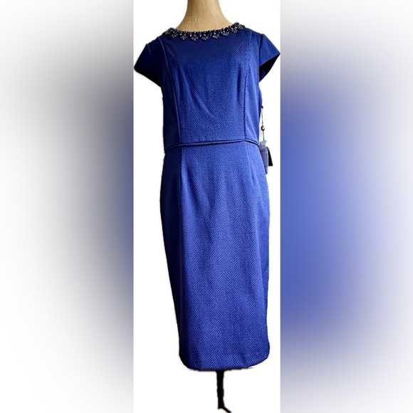 Adrianna Papell Blue Dress NWT Cocktail S12 New w Tags attached - Picture 4 of 16